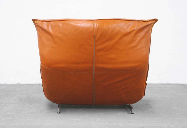 Lounge Chair by Vittorio Varo Italy Design Chatpard Cognac Leather, 1970s In Good Condition In Berlin, DE