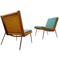 Pair of Peter Hvidt & Orla Mølgaard Nielsen "Boomerang" Easy Chairs