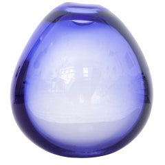 Holmegaard Sapphire Blue Drop Vase By Per Lütken