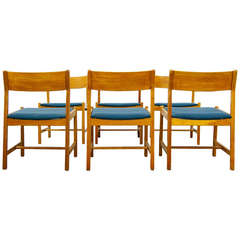 Set of Six Dining Chairs by Børge Mogensen, Oak, Mid-Century Danish Modern