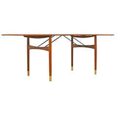 Dining table by Ejnar Larsen Teak drop leaf Mid Century Danish Modern 60s 60er