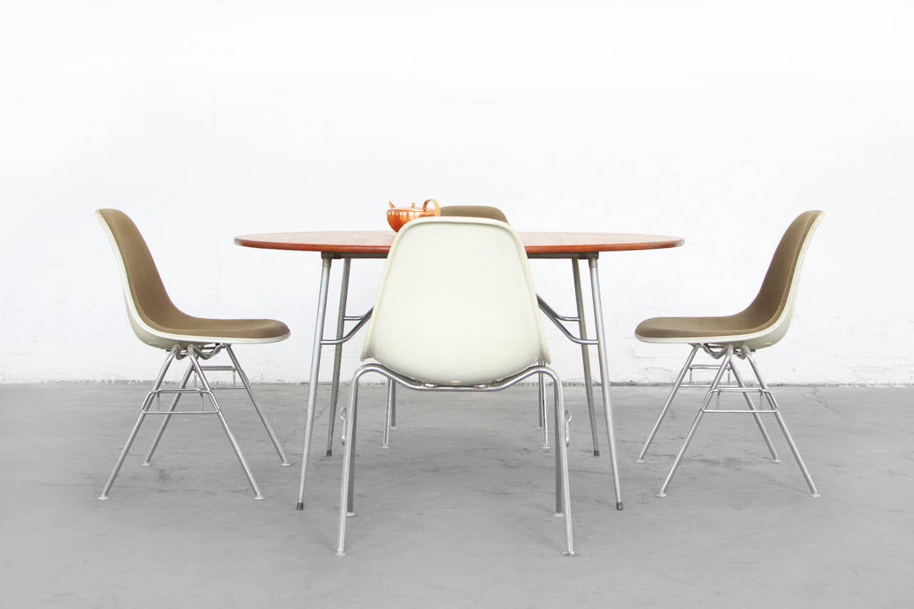 20th Century Børge Mogensen Teak & Stainless Steel Round Dining Table For Sale