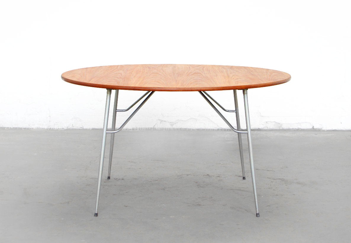 Danish Børge Mogensen Teak & Stainless Steel Round Dining Table For Sale