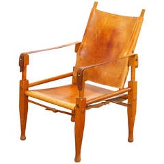 Wilhelm Kienzle Leather Safari Chair for Wohnbedarf Zurich