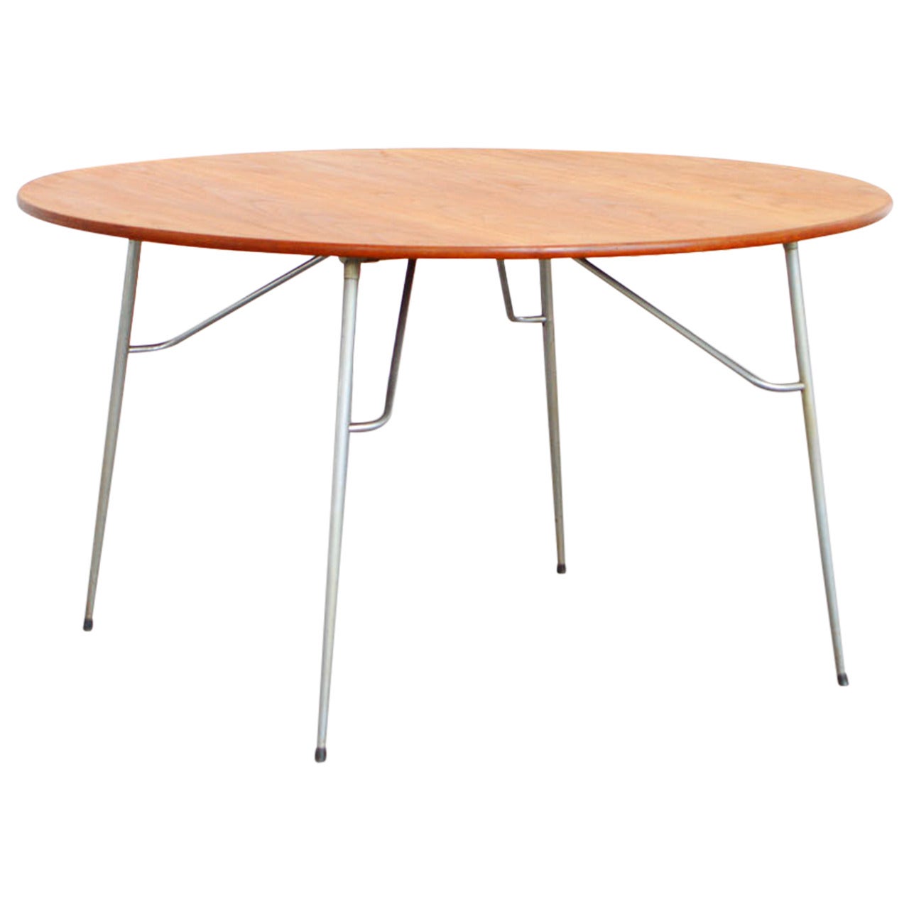 Børge Mogensen Teak & Stainless Steel Round Dining Table For Sale