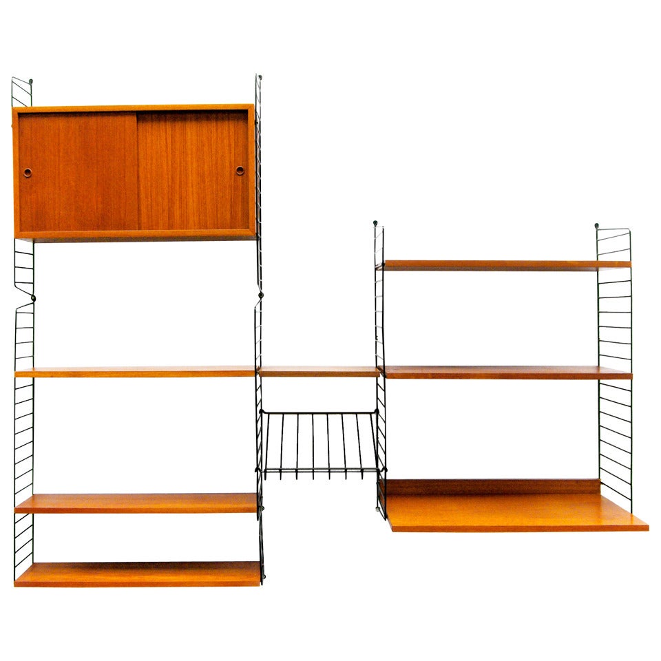 Mid-Century Modern Wall Unit by Nisse Strinning String Teak Shelving System