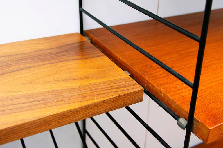 Swedish Mid-Century Modern Wall Unit by Nisse Strinning String Teak Shelving System
