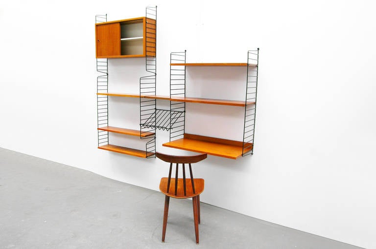 Mid-Century Modern Wall Unit by Nisse Strinning String Teak Shelving System In Excellent Condition In Berlin, DE
