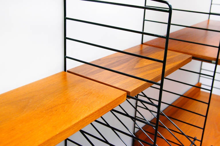Mid-Century Modern Wall Unit by Nisse Strinning String Teak Shelving System 1