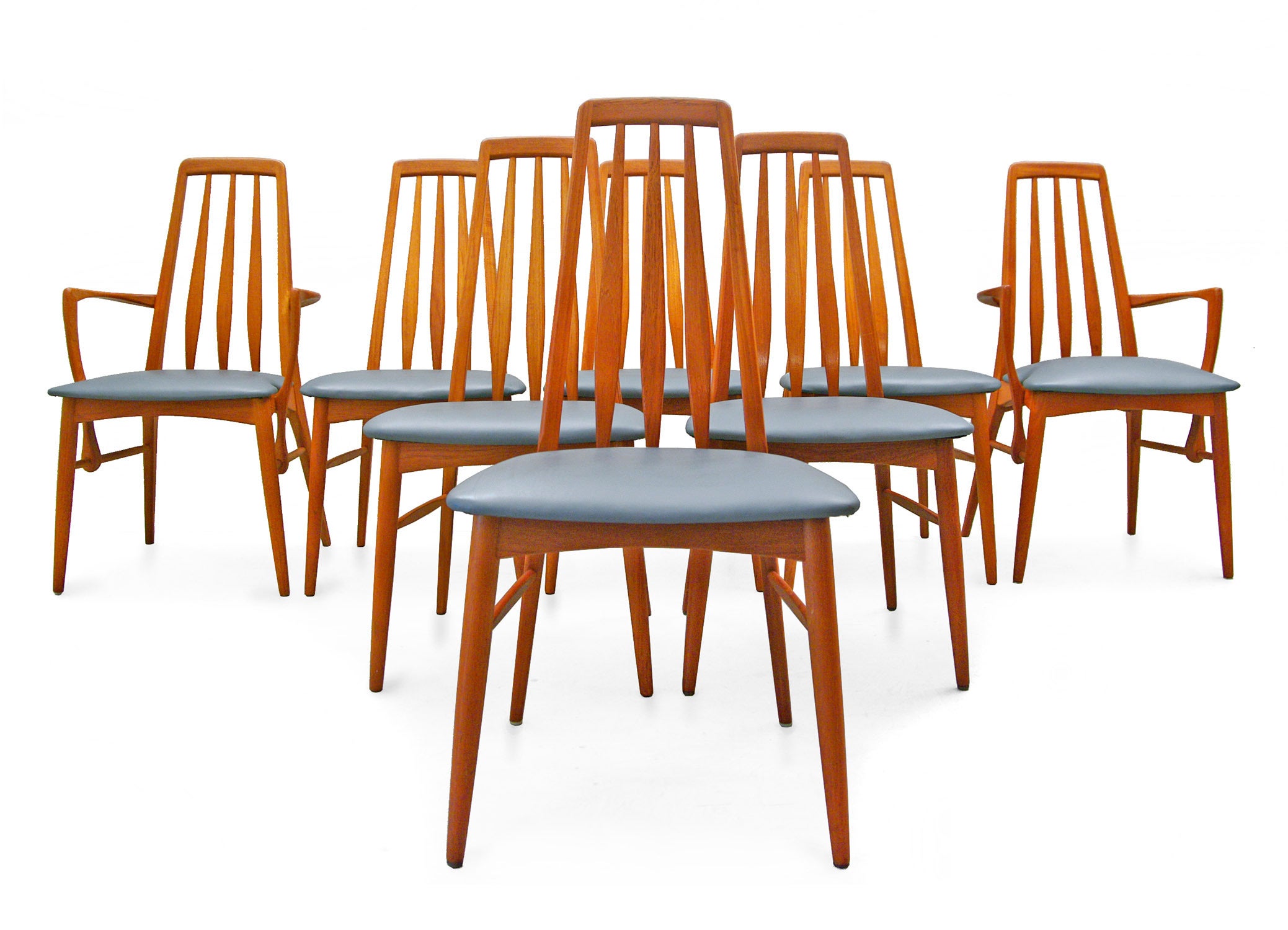 Set of 8 Dining Chairs by Niels Koefoed for Hornslet Denmark EVA