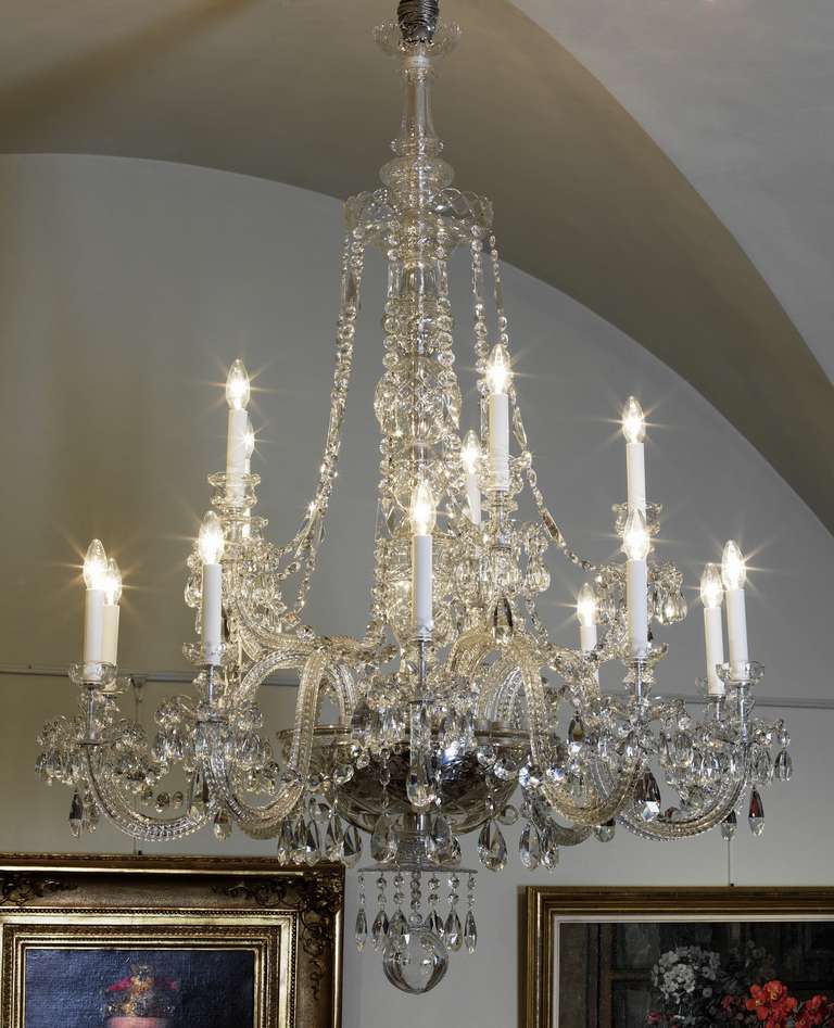 A Mid-Victorian Cut-Glass Fifteen-Light Chandelier