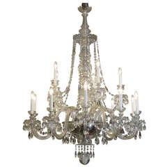 Antique A Mid-Victorian Cut-Glass Fifteen-Light Chandelier