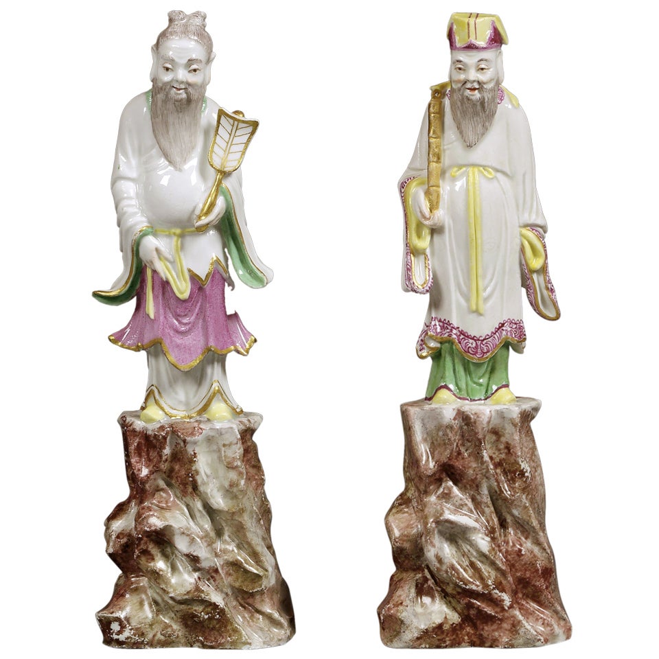 Pair of Chinese Figures -  Zhong Li-Quan and Han Xiang-Zi For Sale