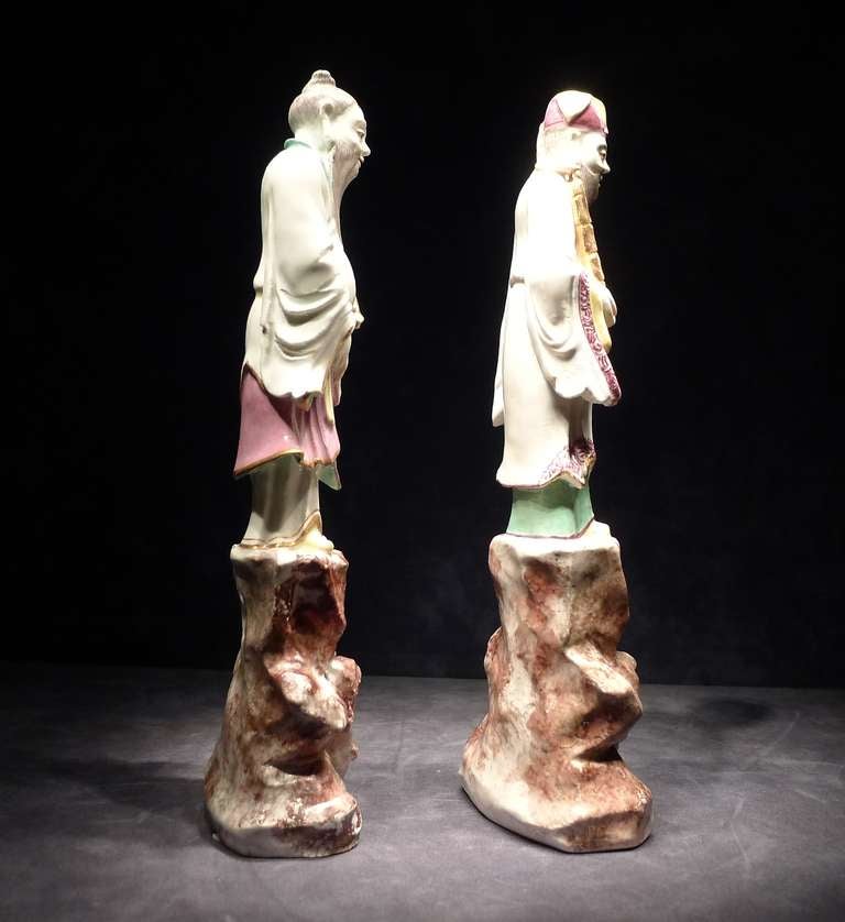 Austrian Pair of Chinese Figures -  Zhong Li-Quan and Han Xiang-Zi For Sale