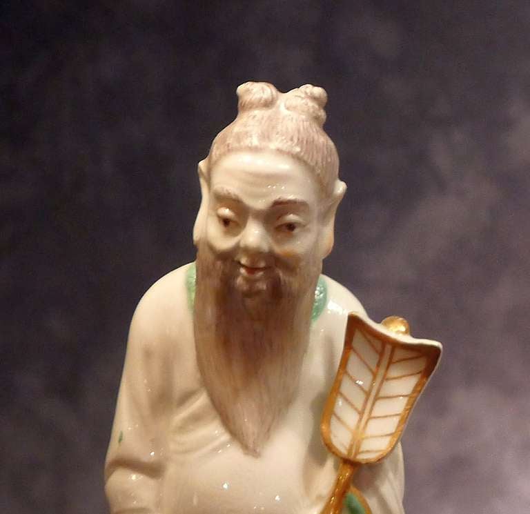 Pair of Chinese Figures -  Zhong Li-Quan and Han Xiang-Zi In Excellent Condition For Sale In Vienna, AT