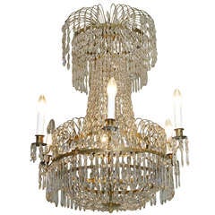 Antique A Swedish Cut-Glass and Ormolu Six Light Chandelier