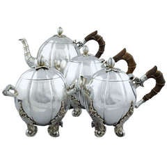 Antique An Exceptional Portugese Silver Coffee and Tea Service