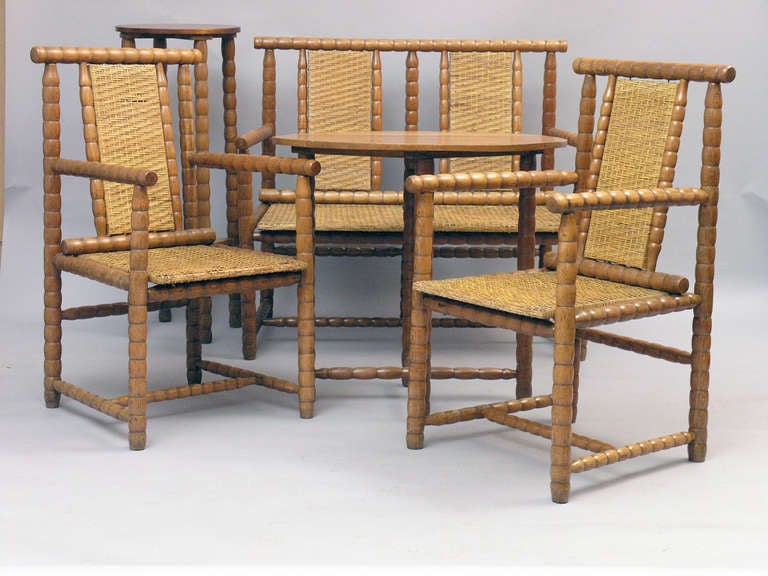 Viennese Set with Two Armchairs, Bench, Table and Sidetable by Zotti For Sale 2