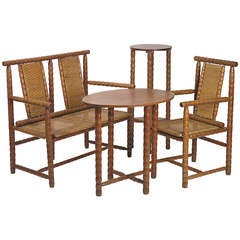 Viennese Set with Two Armchairs, Bench, Table and Sidetable by Zotti