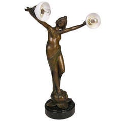 Original Art Nouveau Figural Table Lamp