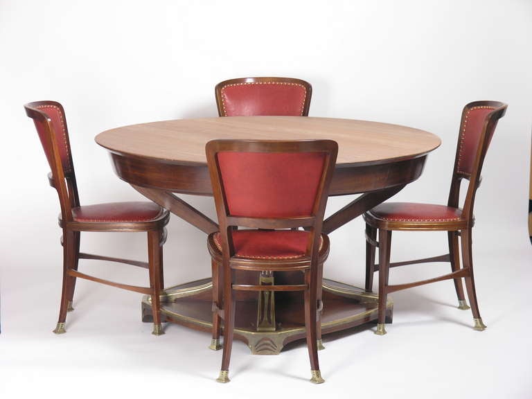 Austrian Viennese Dining Table with 8 Chairs by Portois & Fix