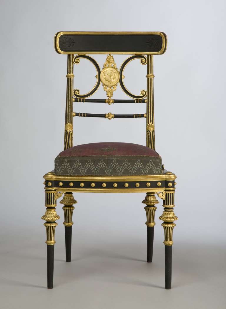 The castle of Archduke Leopold Ludwig in the south of Vienna was transformed by the architect Theophil Hansen who also designed the interior in the representative style of the Viennese Ringstraße. The richly decorated chair has its origin in the
