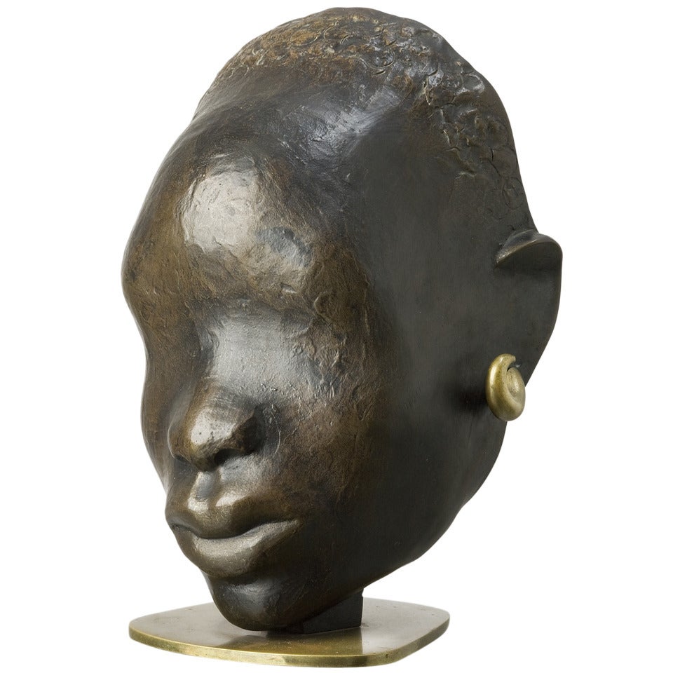African Head in Bronze  No. 4373 by Hagenauer Vienna