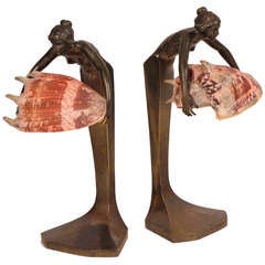 Rare Pair of Art Nouveau Table Lamps