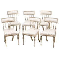 Set of Six Late 18th c. Swedish Gustavian Painted Dining Chairs 10