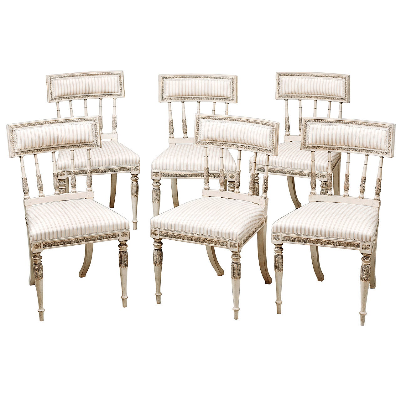 Set of Six Late 18th Century Swedish Gustavian Painted Dining Chairs