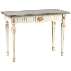 Gustavian Late 18th Century Neoclassical Swedish, White-Painted Console Table 7