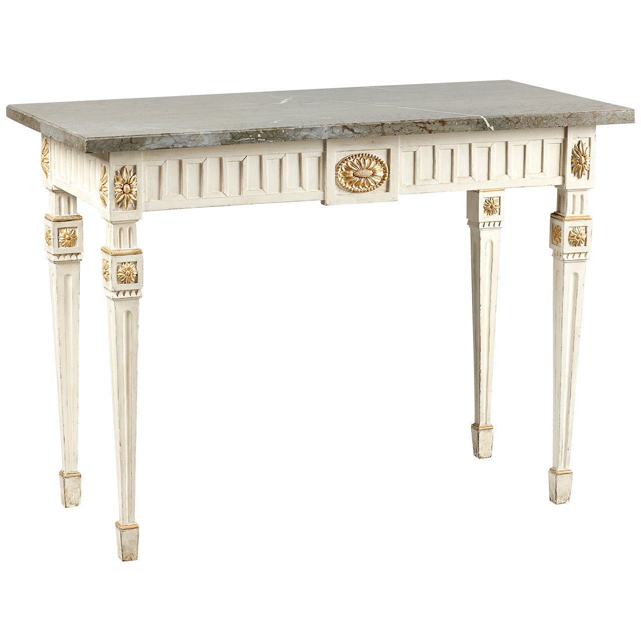 Gustavian Late 18th Century Neoclassical Swedish, White-Painted Console Table