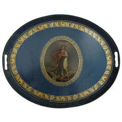 Early 19th Century Neoclassical German Lacquer Tray by Stobwasser Manufacture