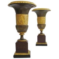 Rare Pair of Early 19th Century Empire Bronze Vases, French or German 2