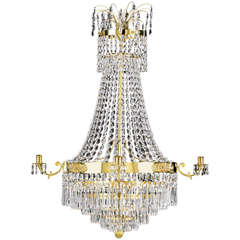 Early 19th Century Swedish Empire Gilt-Bronze and Cut-Glass Chandelier 1