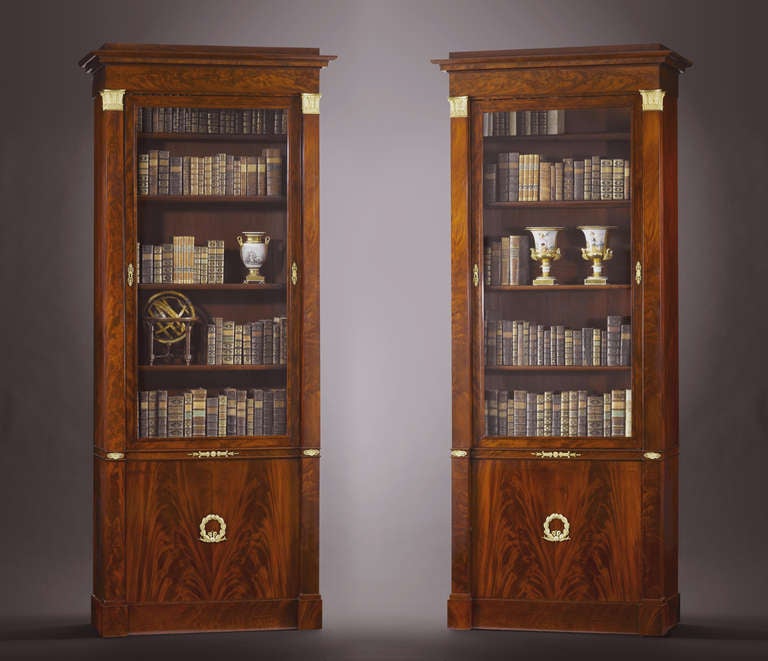 French Rare Pair of Empire Bookcases