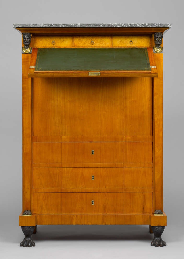 Swiss Early 19th Century Empire Bureau Cabinet, Signed Hirschgartner In Good Condition For Sale In Worpswede / Bremen, DE