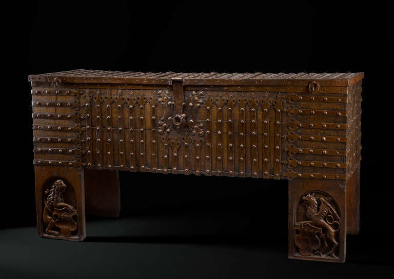 Important 15th c. German Gothic Chest In Good Condition In Worpswede / Bremen, DE