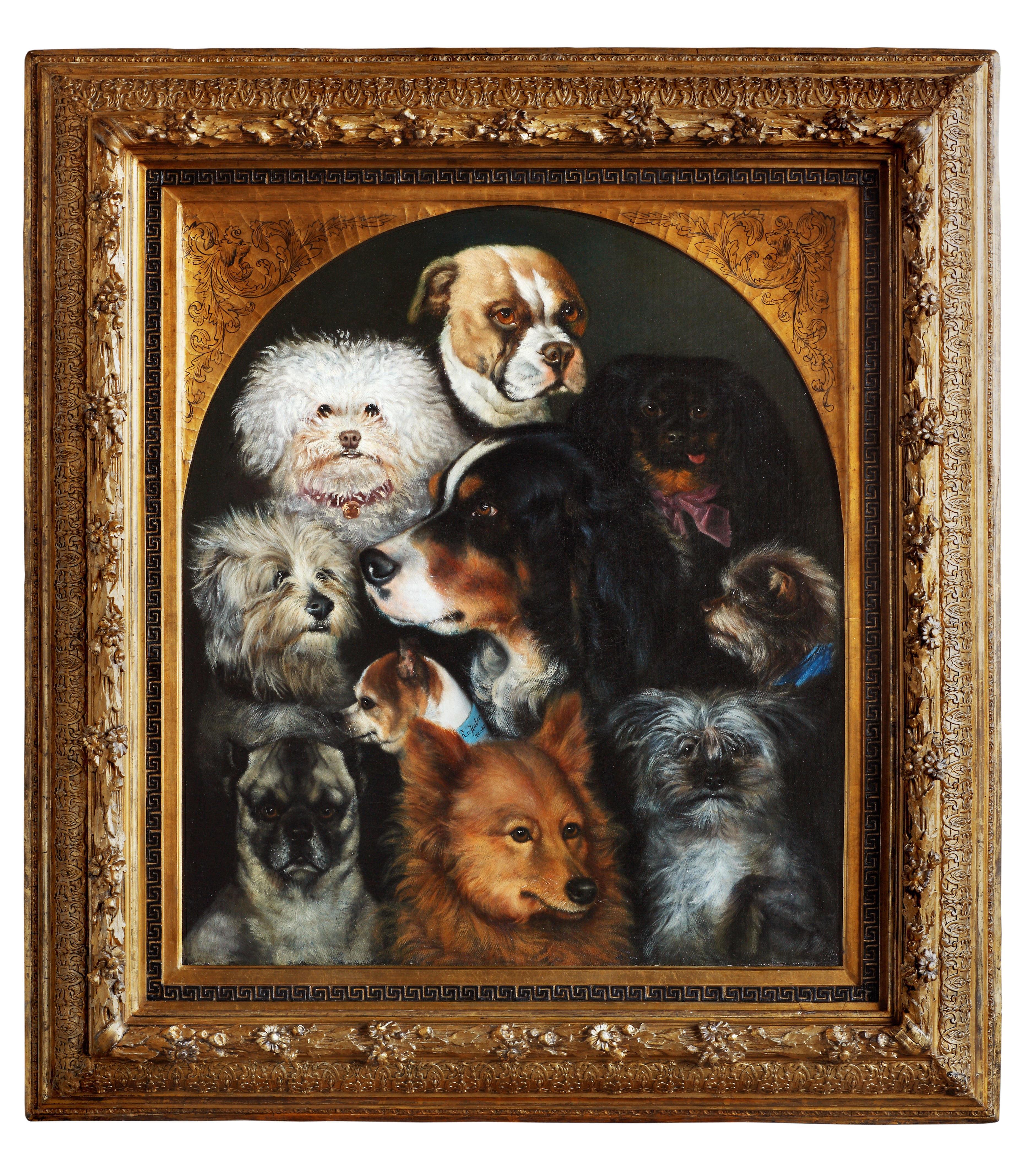 'Study of Dogs', German mid-19th c. Painting 