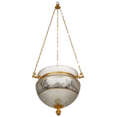 Russian Early 19th Century Empire Glass Hall Lantern