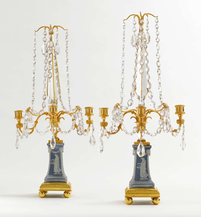 Pair of Swedish Late 18th c. Wedgwood Girandoles