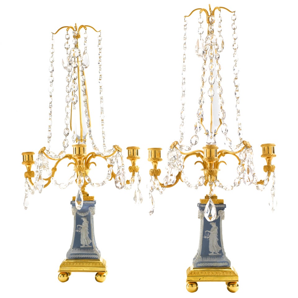 Pair of Swedish Late 18th c. Wedgwood Girandoles