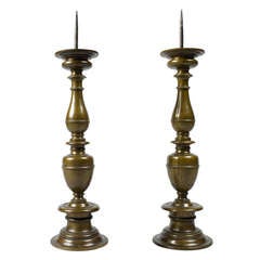 Large Pair of 17th c. Baroque Pricket Candlesticks 6