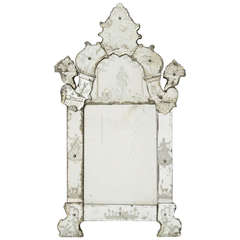 18th C. German Baroque Etched Wall Mirror