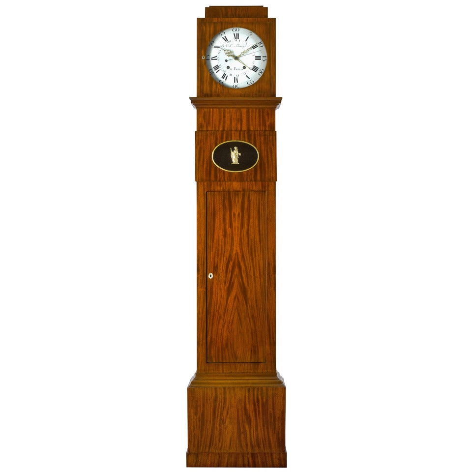 German Late 18th c.Neo-Classical Mahogany Long-Case Clock Berlin