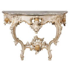 South German White Painted Rococo Mid 18th c. Console Table 8