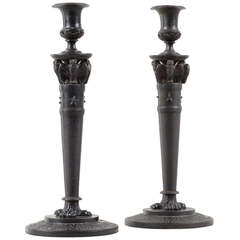 Pair of Early 19th Century Berlin Iron Candlesticks