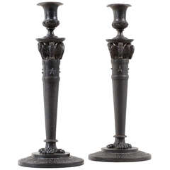 Antique Pair of Early 19th Century Berlin Iron Candlesticks