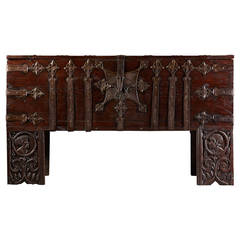 Rare Early Renaissance Wrought Iron Mounted Oak Chest or Stollentruhe 7