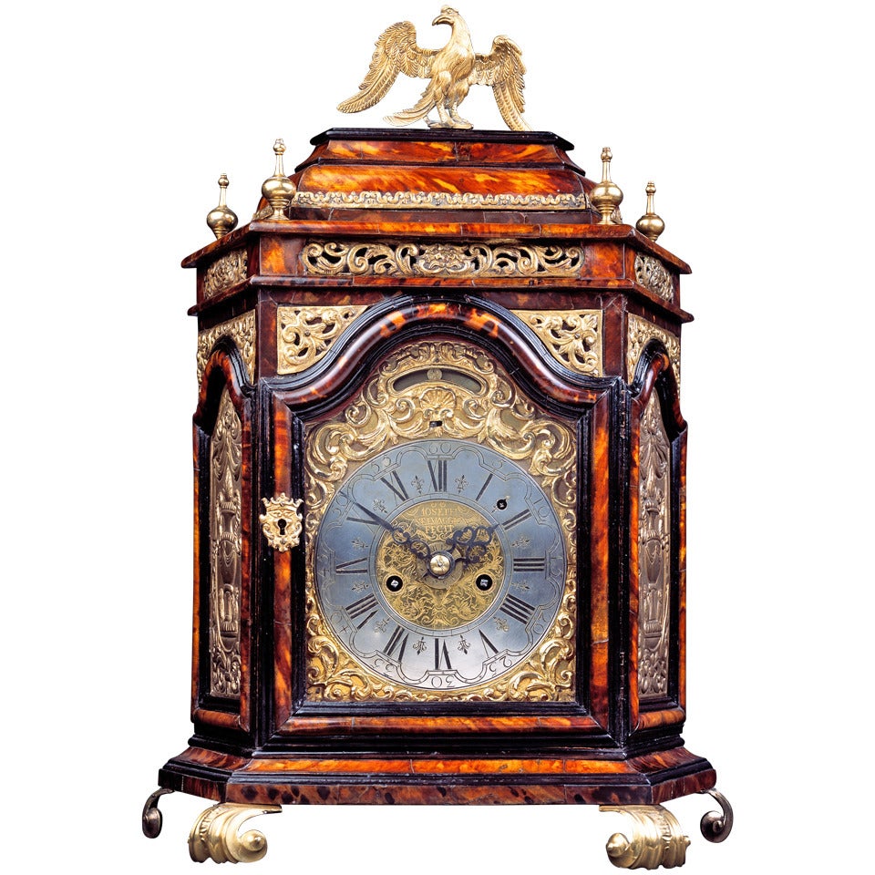 Italian Early 18th Century Baroque Tortoiseshell Table Clock